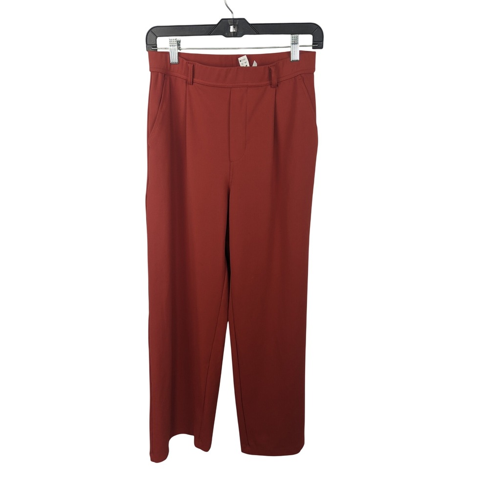 Halara Halo Rust Red Wide Leg Pull On Pleated Pants Womens Medium Regular